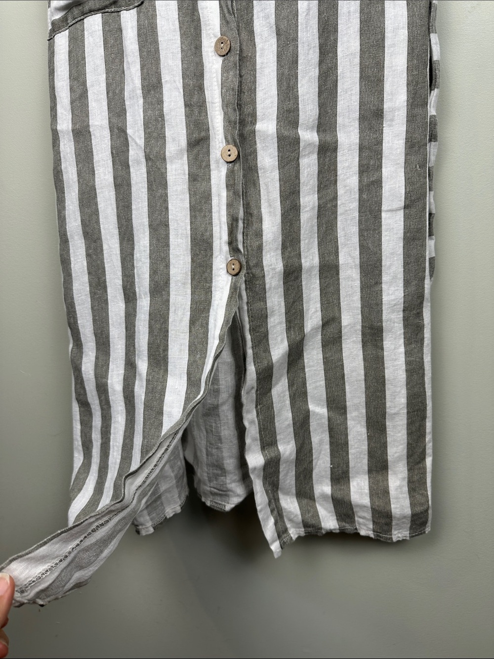 Italy 100% linen dress striped sleeveless pockets minimalist vacation resortwear - Picture 6 of 9